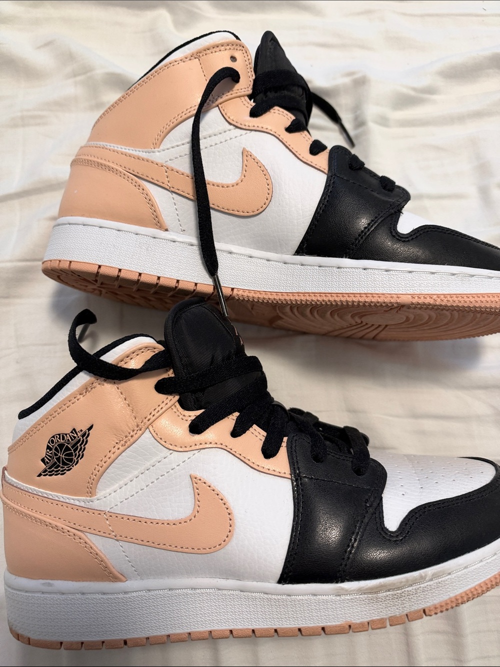Nike Women’s Air Jordan 1 Mid Peach Black White Sneakers